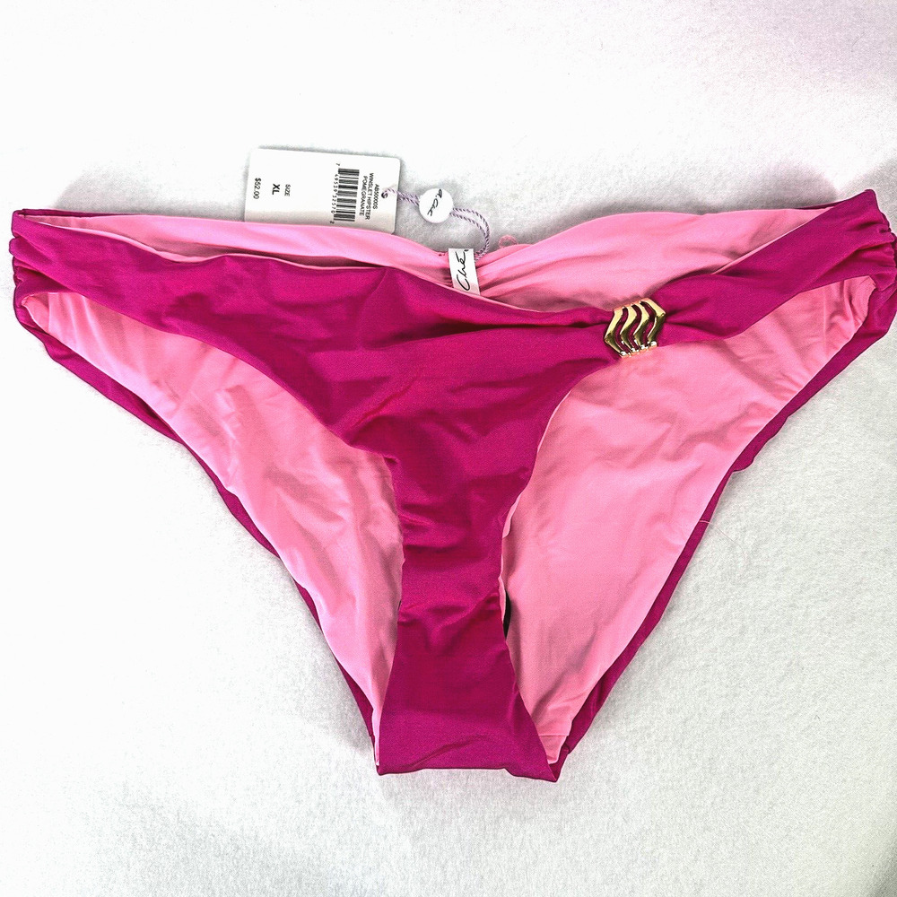 A.che Winslet‎ Hipster Pomegranate Bikini Bottom XL Hot Pink Barbiecore Gold NEW